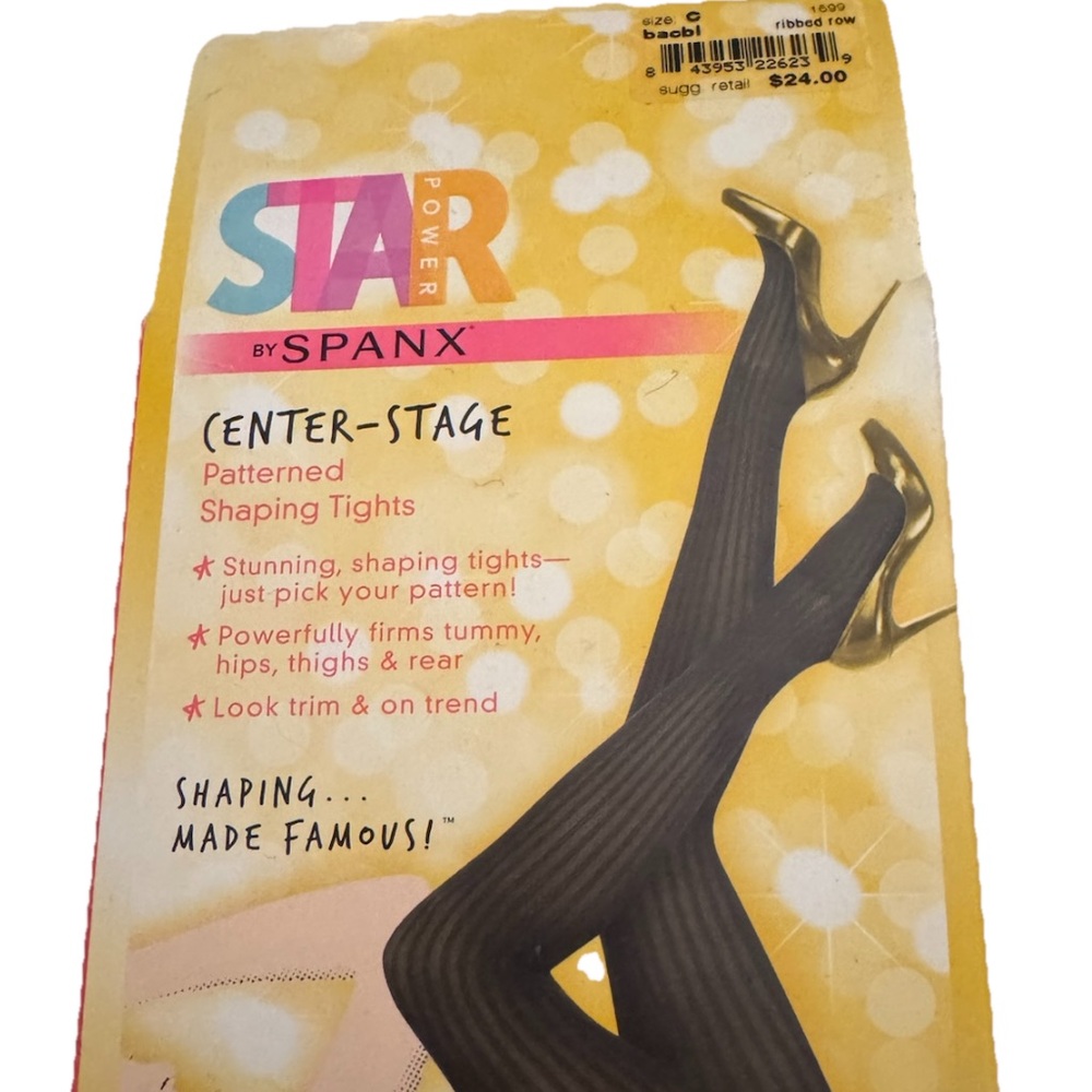 SPANX Star Power Patterned Shaping Tights, Boudoir, size Din Backdrop Black